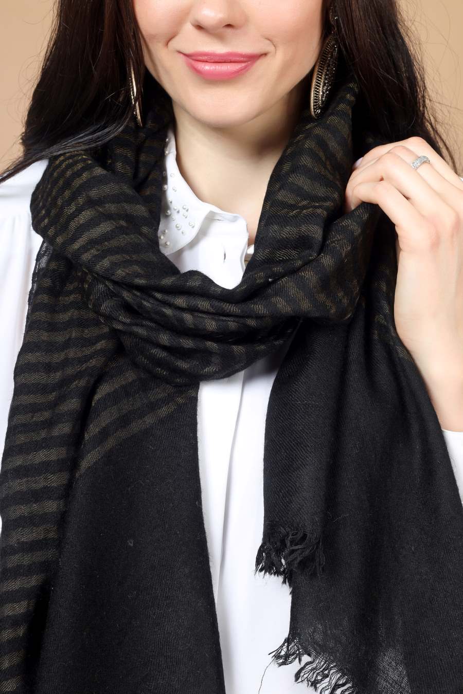 PASHMINA STOLE -"Black zari Designer Pashmina Stoles"