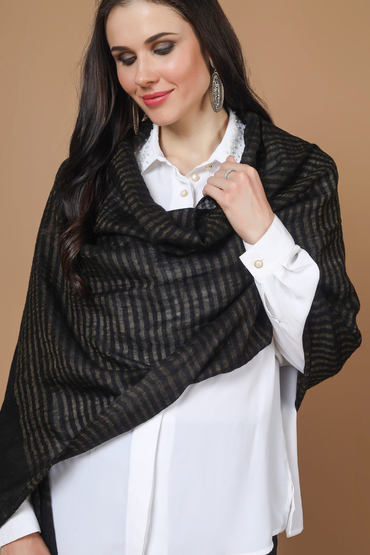 Black zari Designer Pashmina Stoles