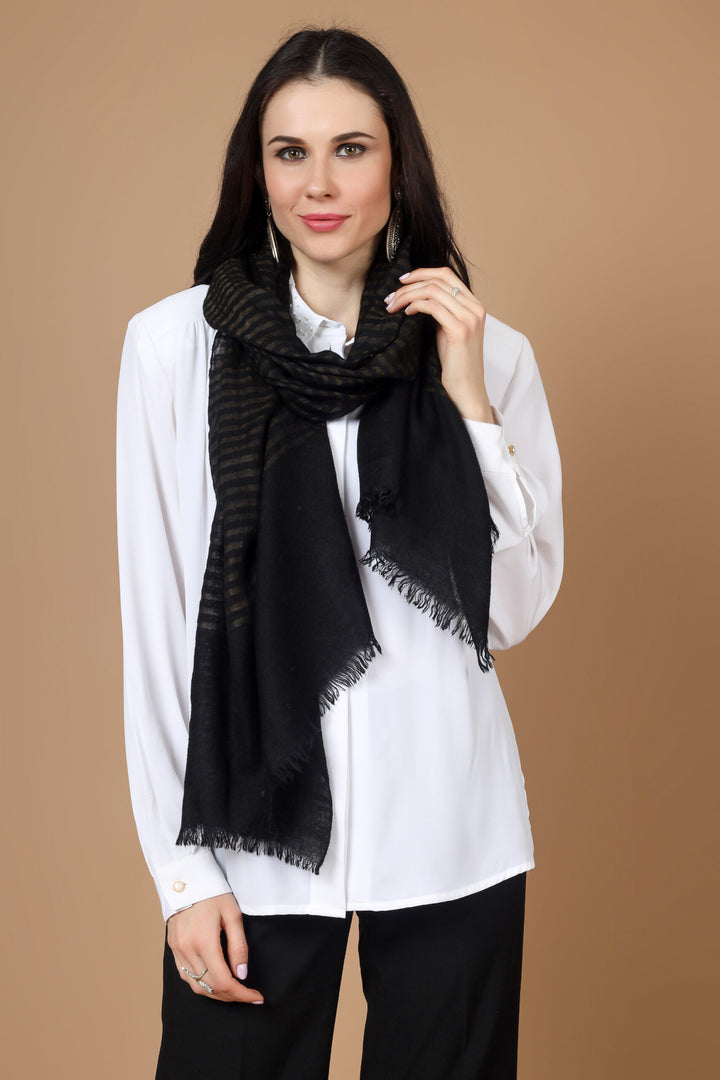 Black zari Designer Pashmina Stoles