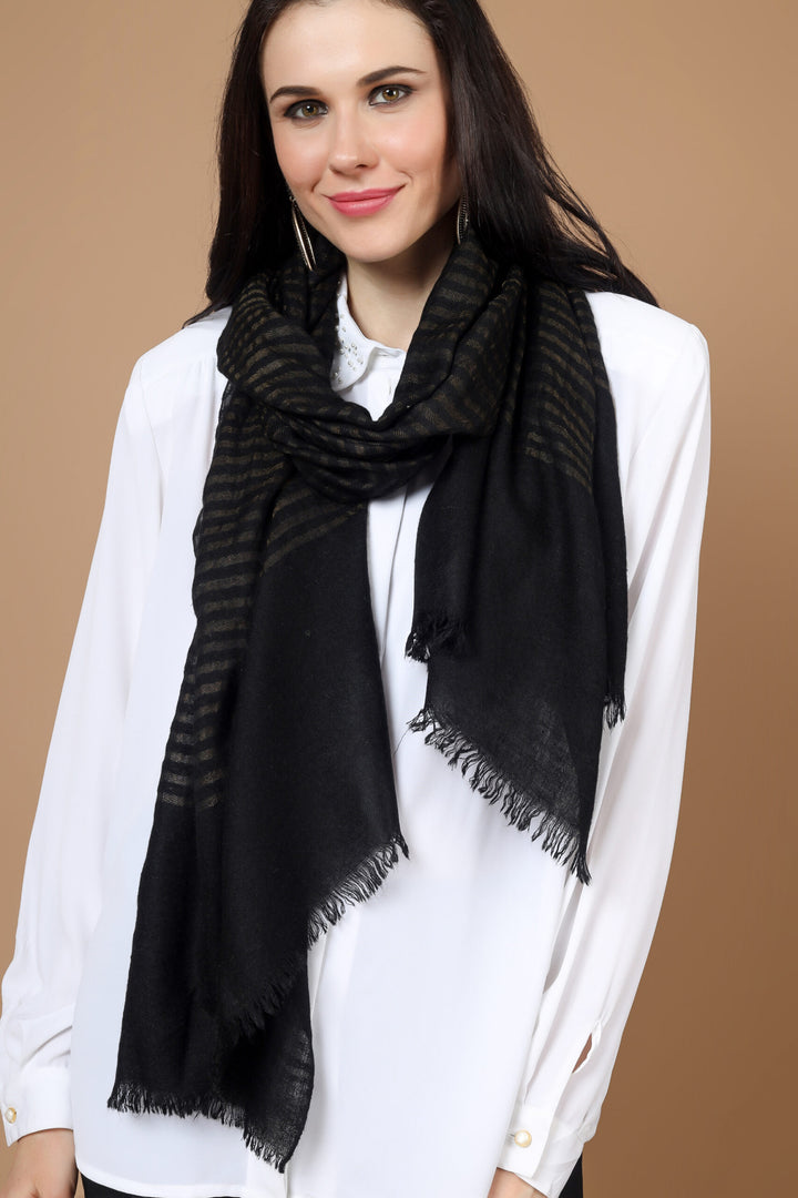 Black zari Designer Pashmina Stoles