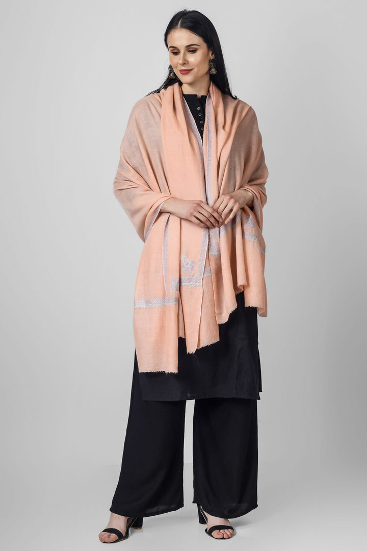 Peach  Mahnoor Pashmina Hashidaar  Sozni Shawl