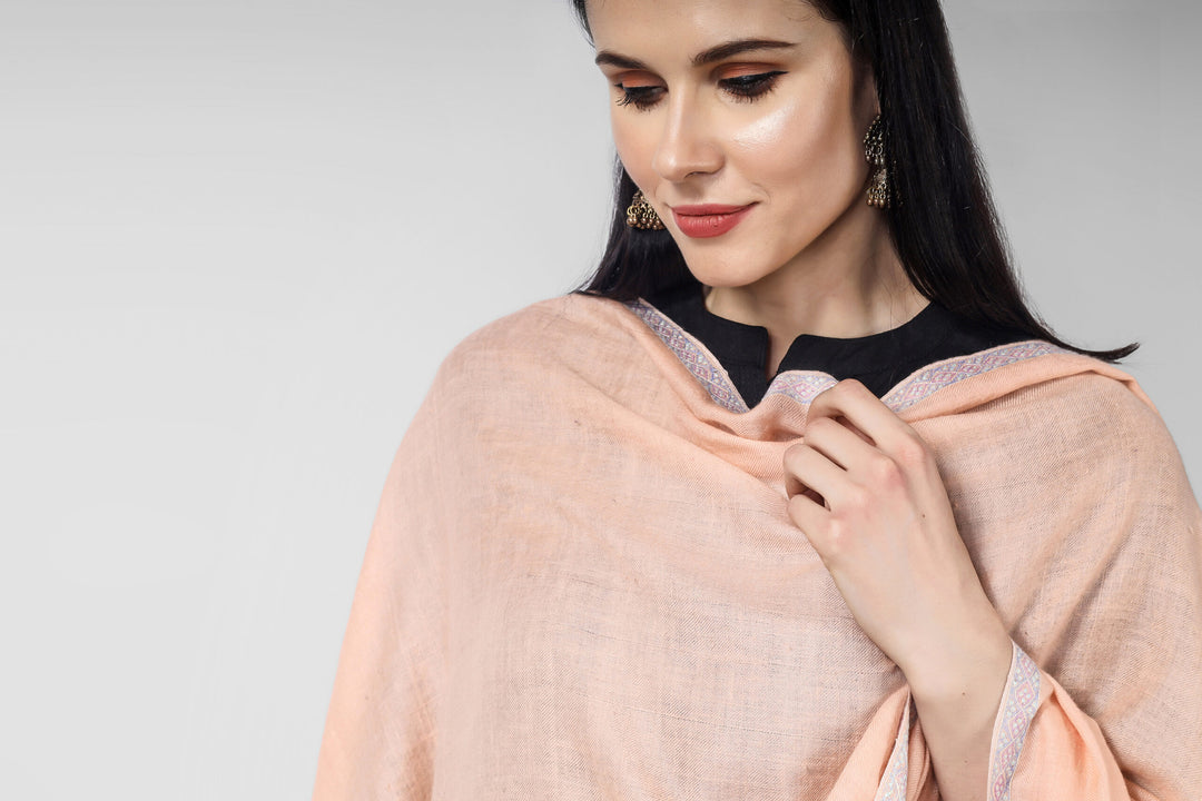 Peach  Mahnoor Pashmina Hashidaar  Sozni Shawl