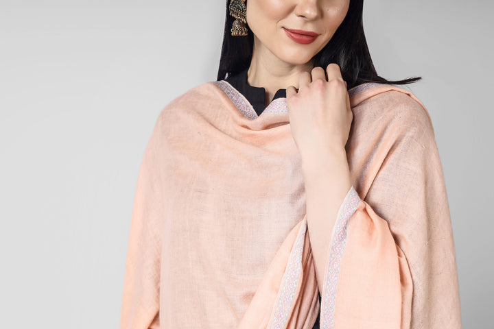 Peach  Mahnoor Pashmina Hashidaar  Sozni Shawl