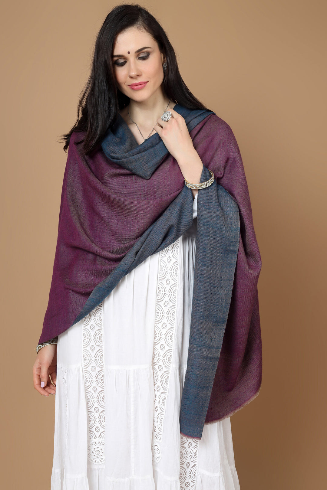 Blue purple Reversible  Pashmina shawl