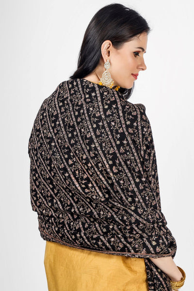 Stripped sozni  Jaldaar pashmina shawl