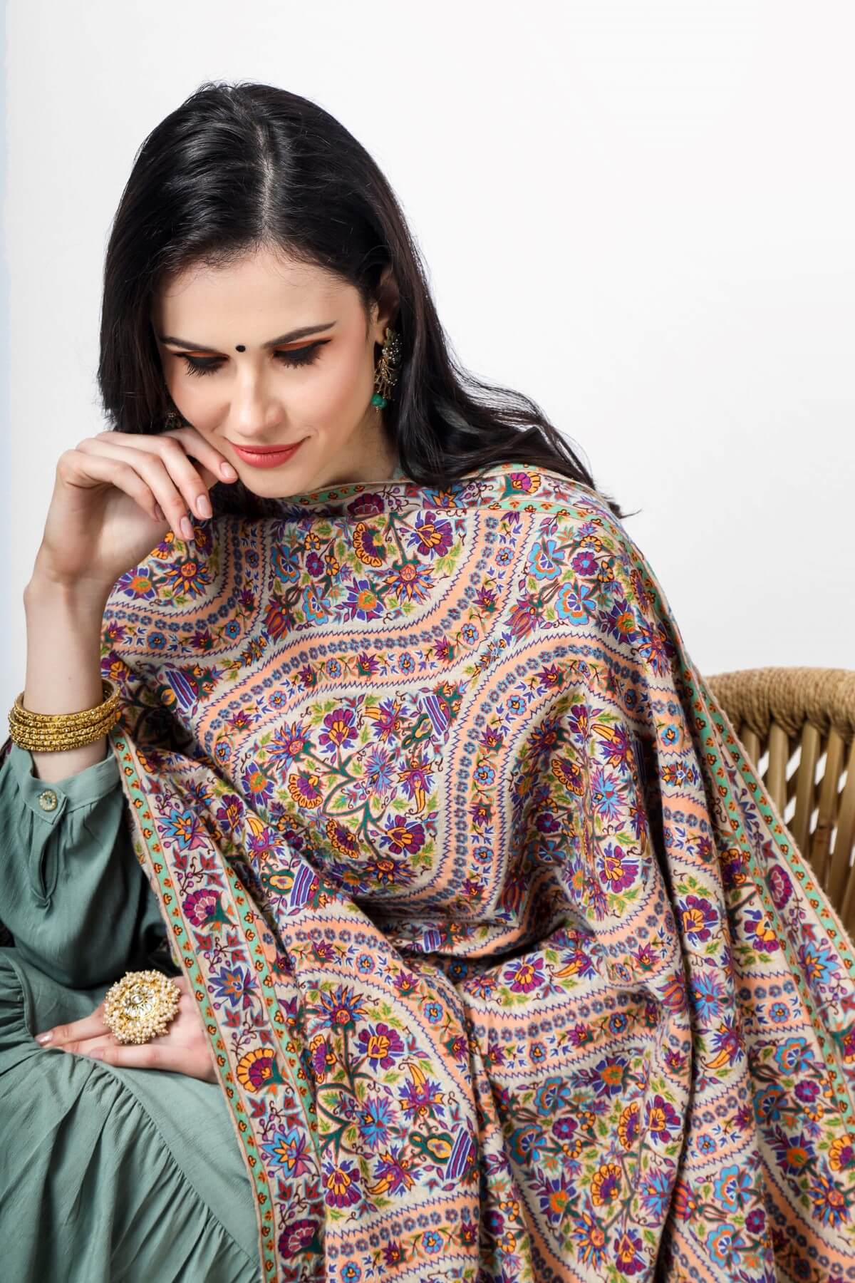 PASHMINA CANADA - Bahaar e fiza pashmina kalamkaari shawl