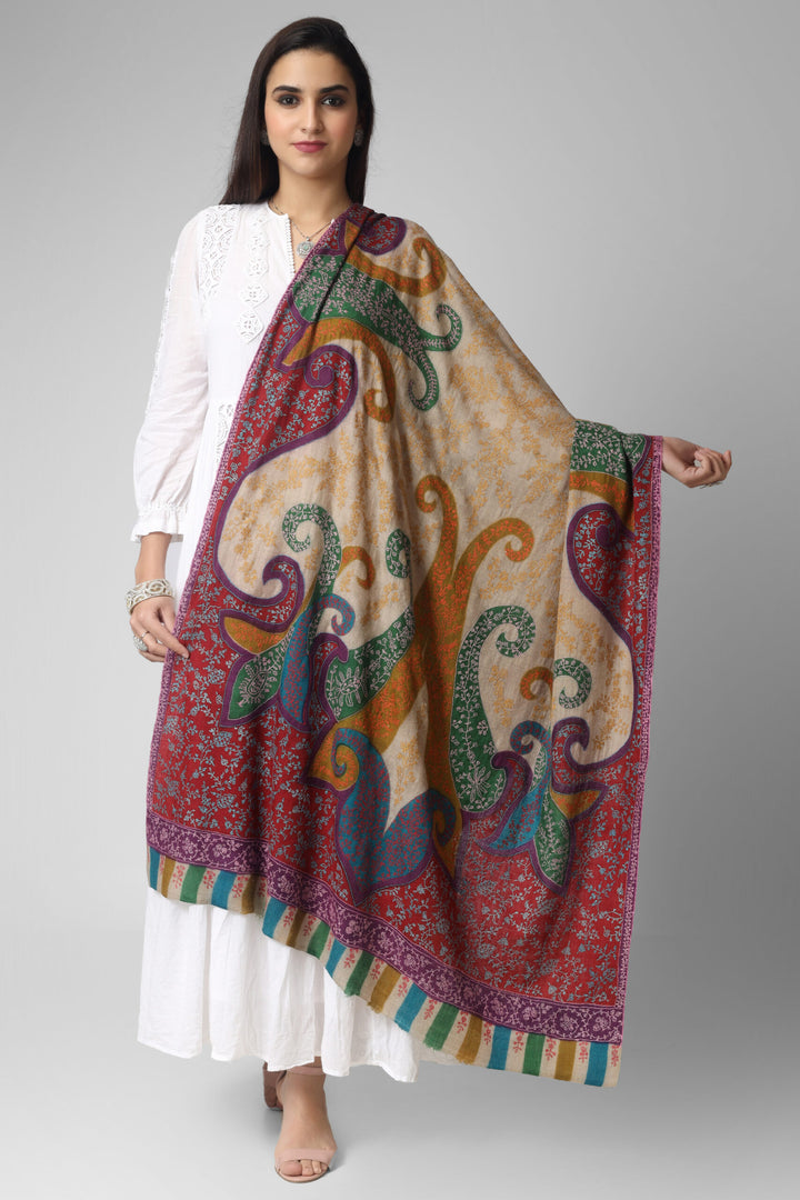 Pashmina Noori Kalamkari shawl