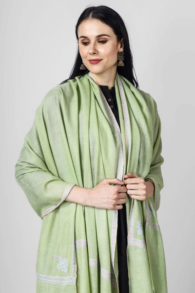 DELHI - Emerald Green Pashmina hashidaar sozni shawl