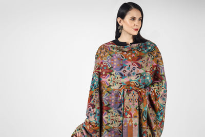 Handmade pure pashmina multicolor kani shawl