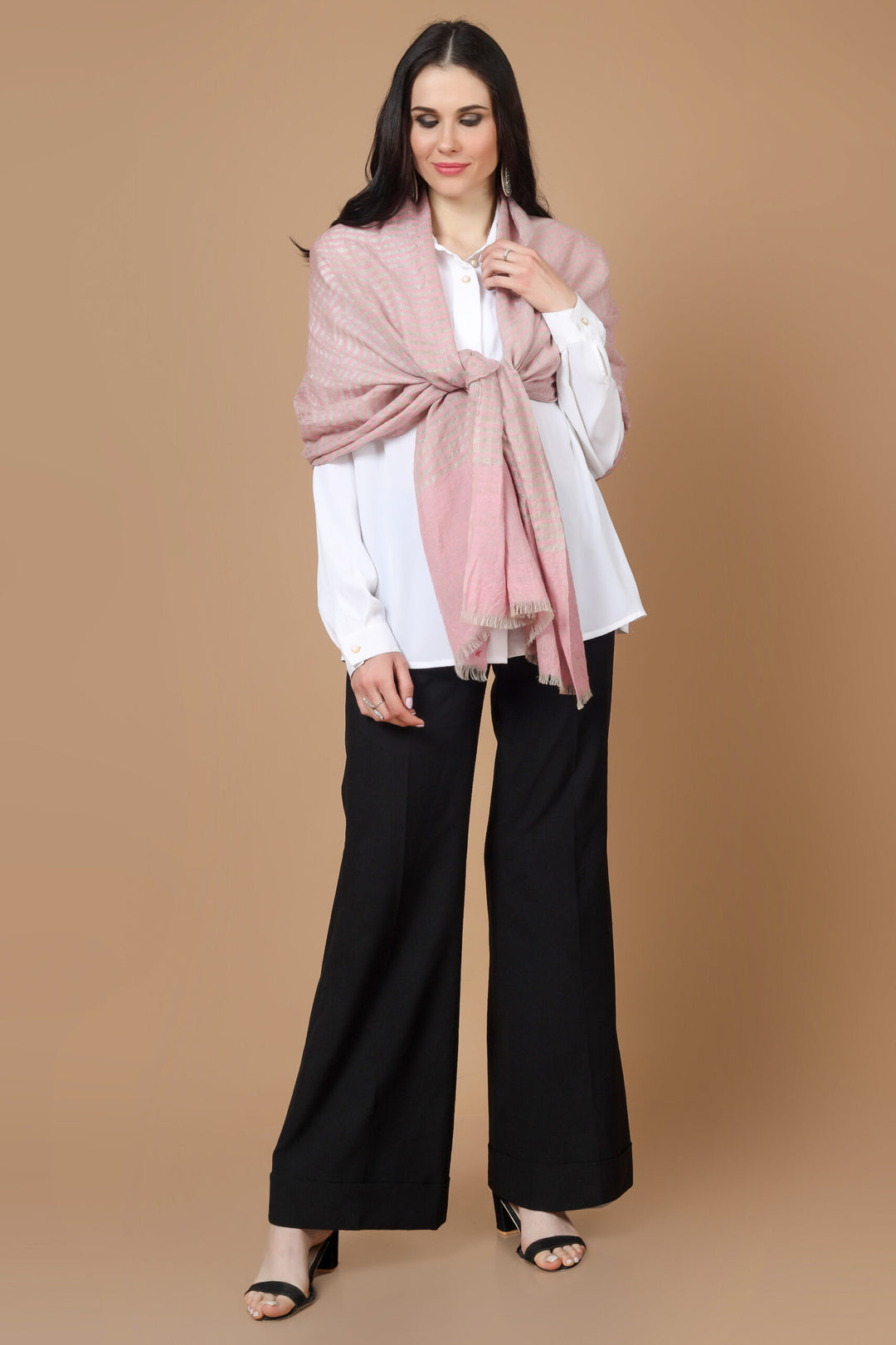 Pink  zari Designer Pashmina Stoles