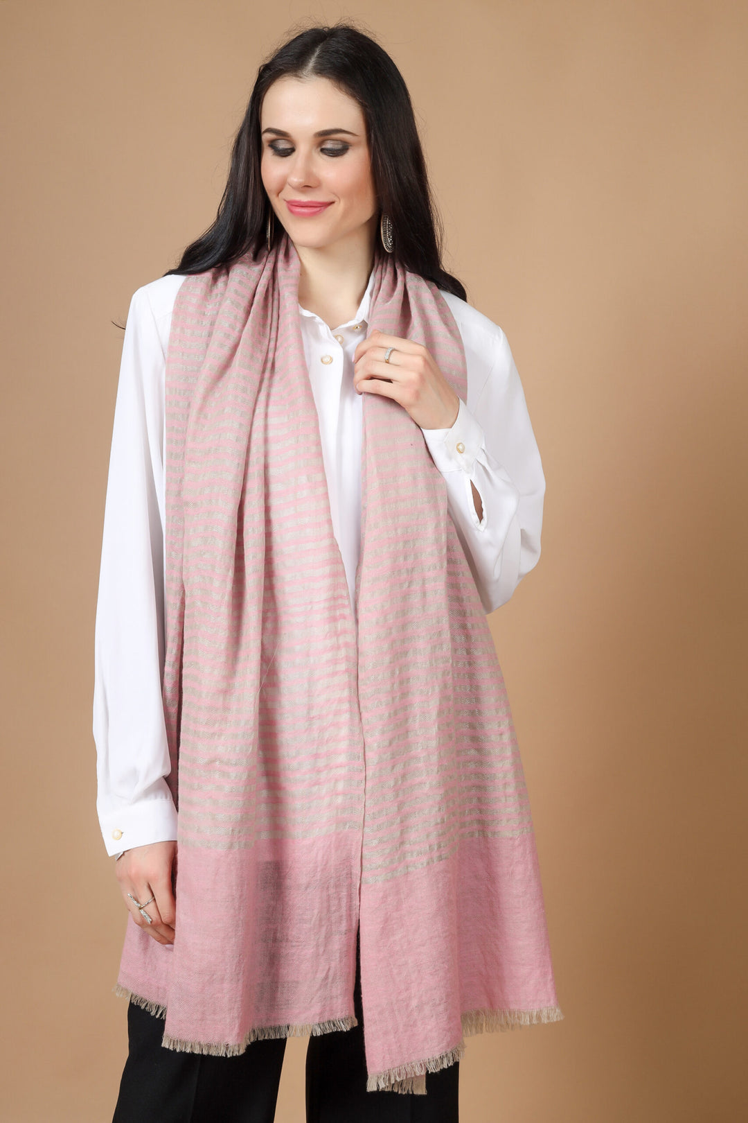 Pink  zari Designer Pashmina Stoles