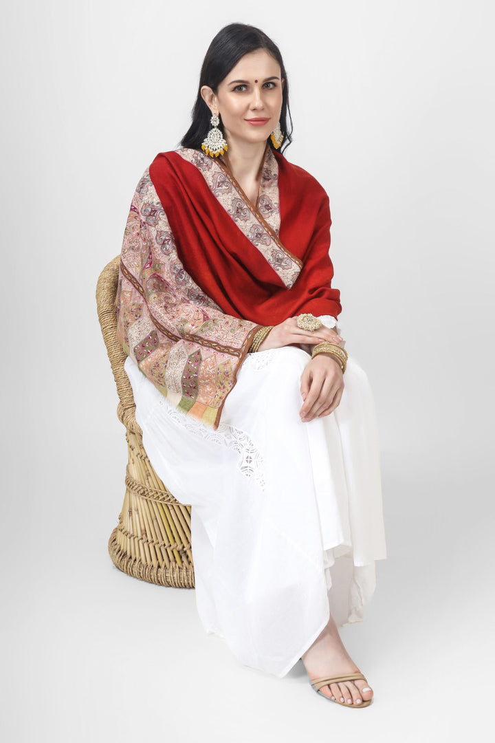 Pashmina Gulab Kalamkari stole