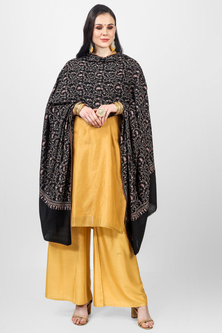 Black Pashmina Jaldaar Elegant  Shawl