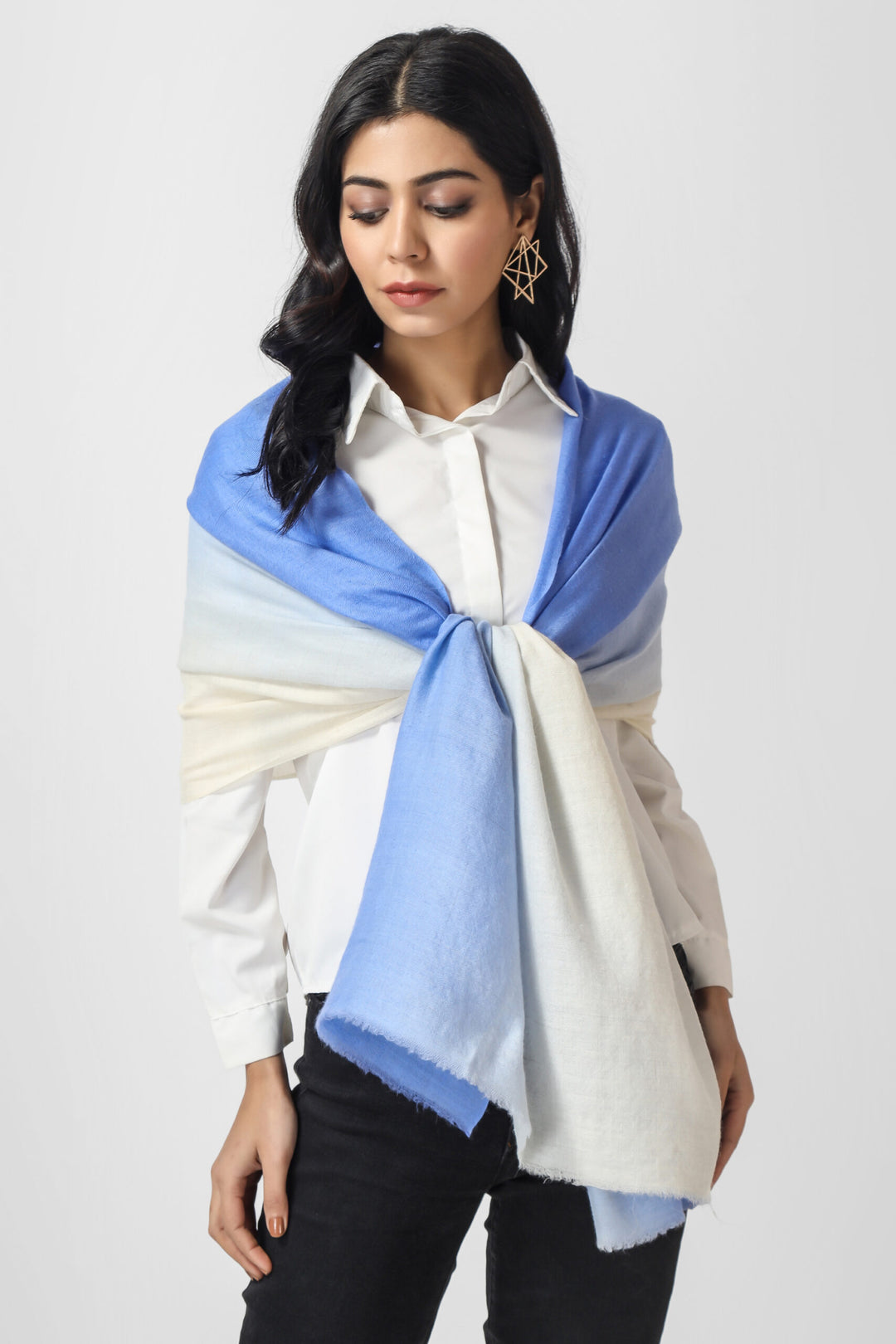 Blue and white Ombre Pashmina Stole