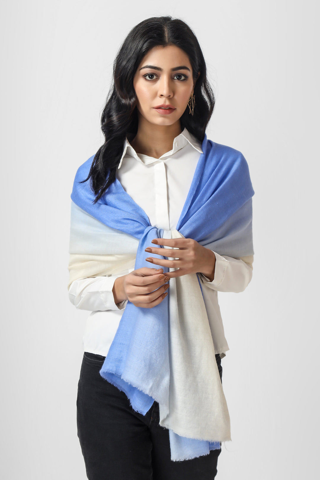 Blue and white Ombre Pashmina Stole