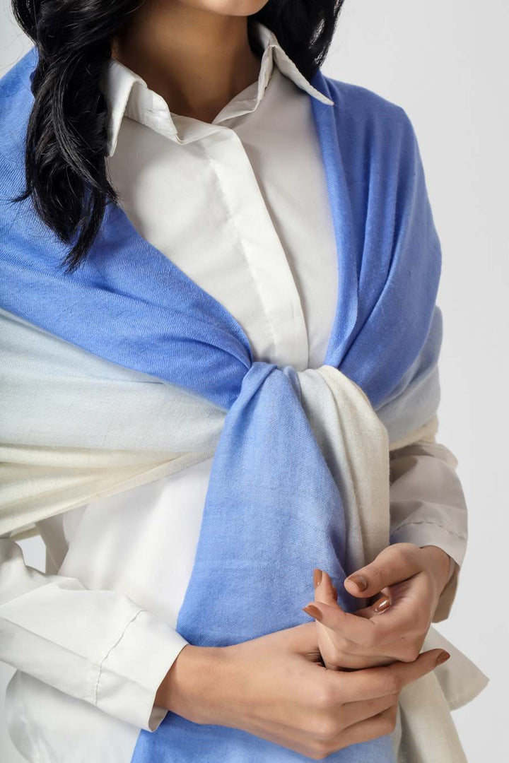 Blue and white Ombre Pashmina Stole