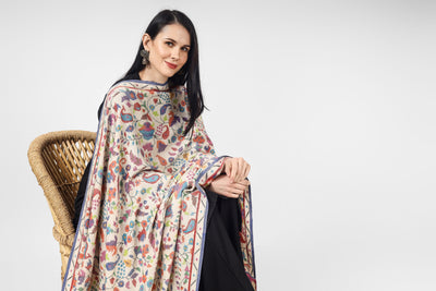 Pashmina white kani shawl,owning such a treasure would certainly be a great addition to any fashion collection, and the fact that it was made by skilled artisans .