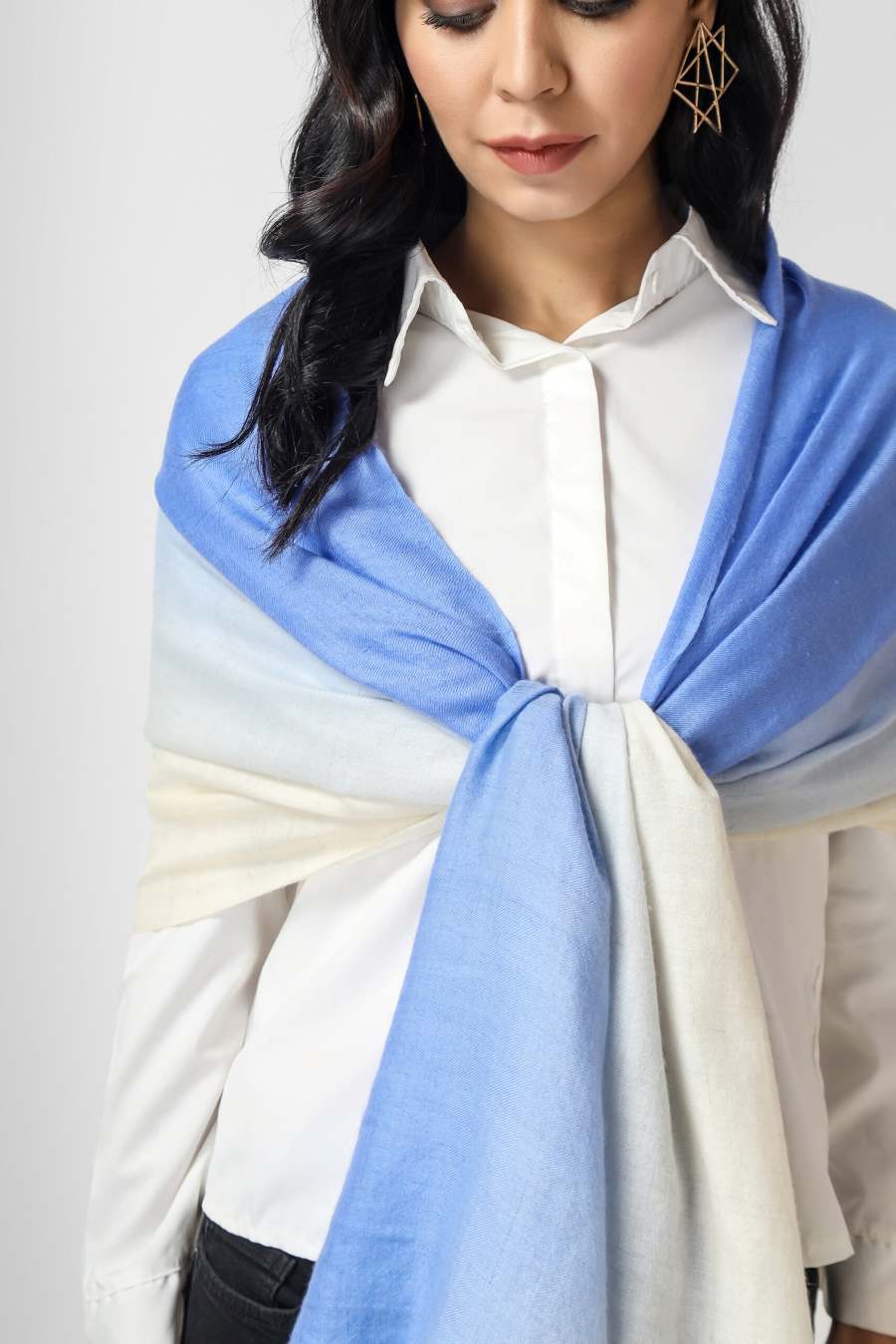 Blue and white Ombre Pashmina Stole