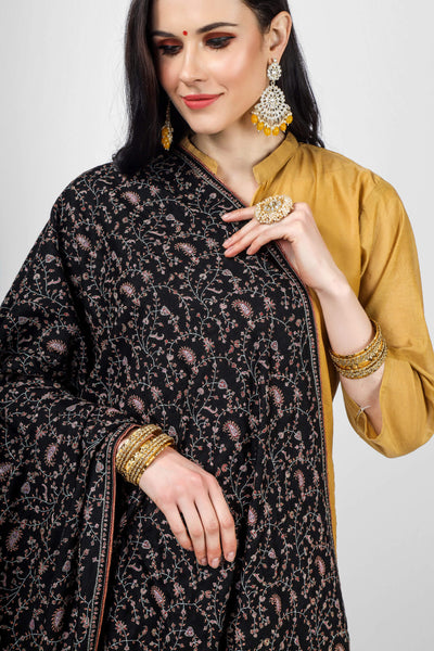 Black Pashmina Jaldaar Elegant  Shawl