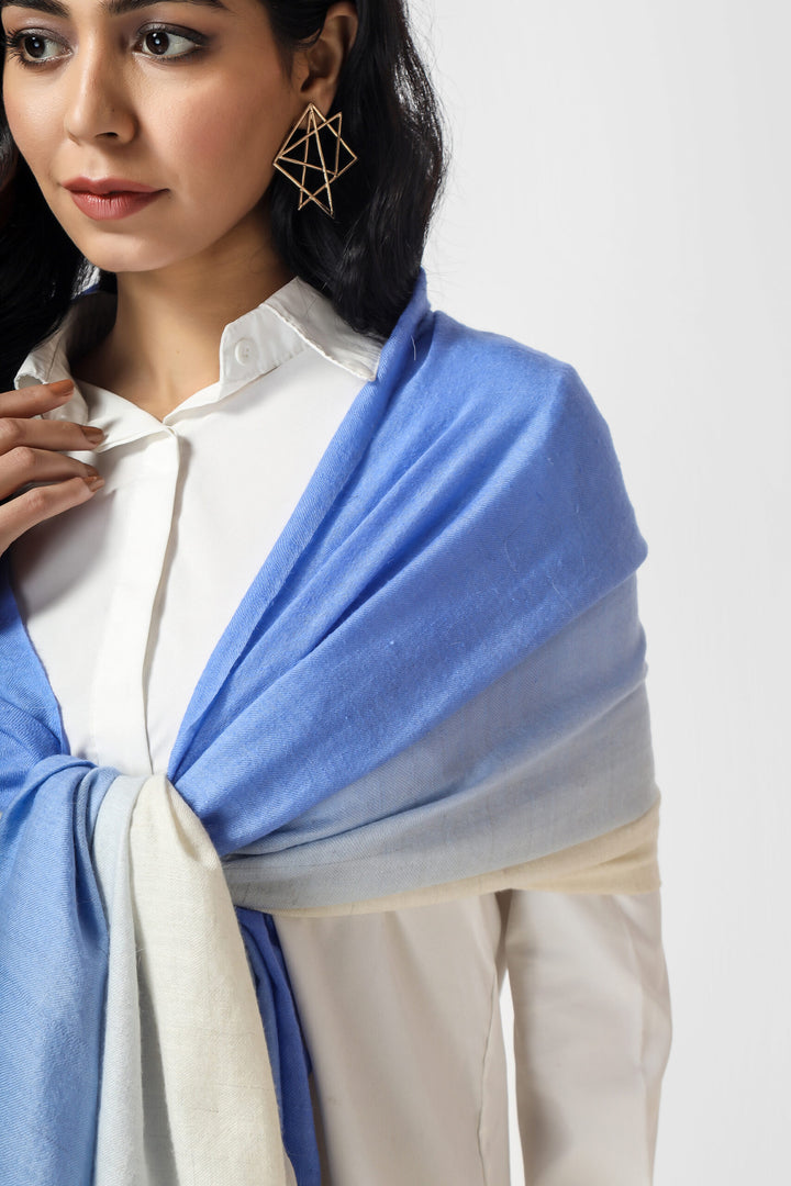 Blue and white Ombre Pashmina Stole