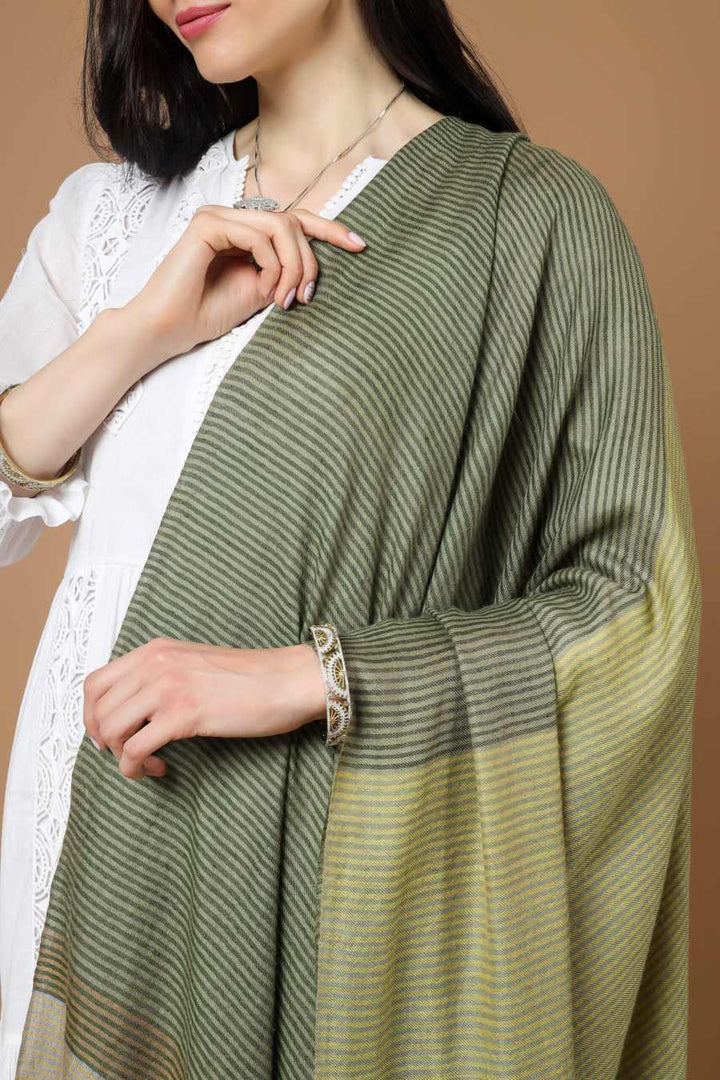 DUBAI-Designer Green multiple color stripe shawl