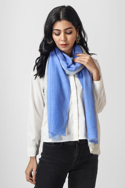 Blue and white Ombre Pashmina Stole