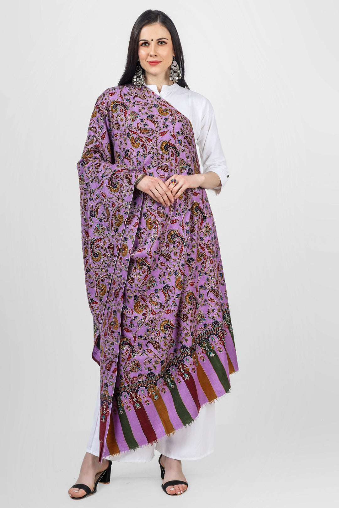 Pashmina Lavender Kalamkari shawl