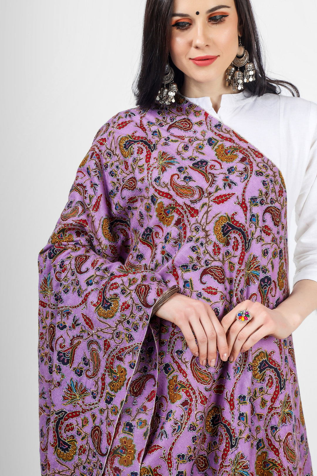 Pashmina Lavender Kalamkari shawl