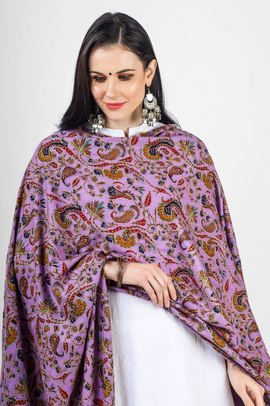 Pashmina Lavender Kalamkari shawl