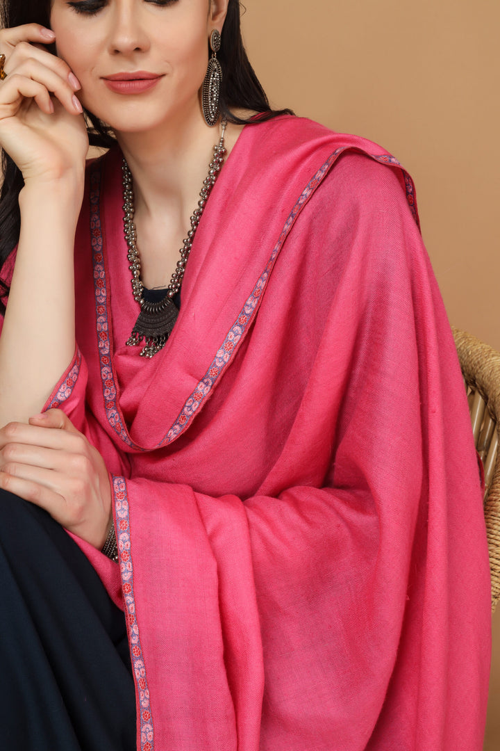 Pink Pashmina Light Pink Hashidaar Embroidery  Shawl