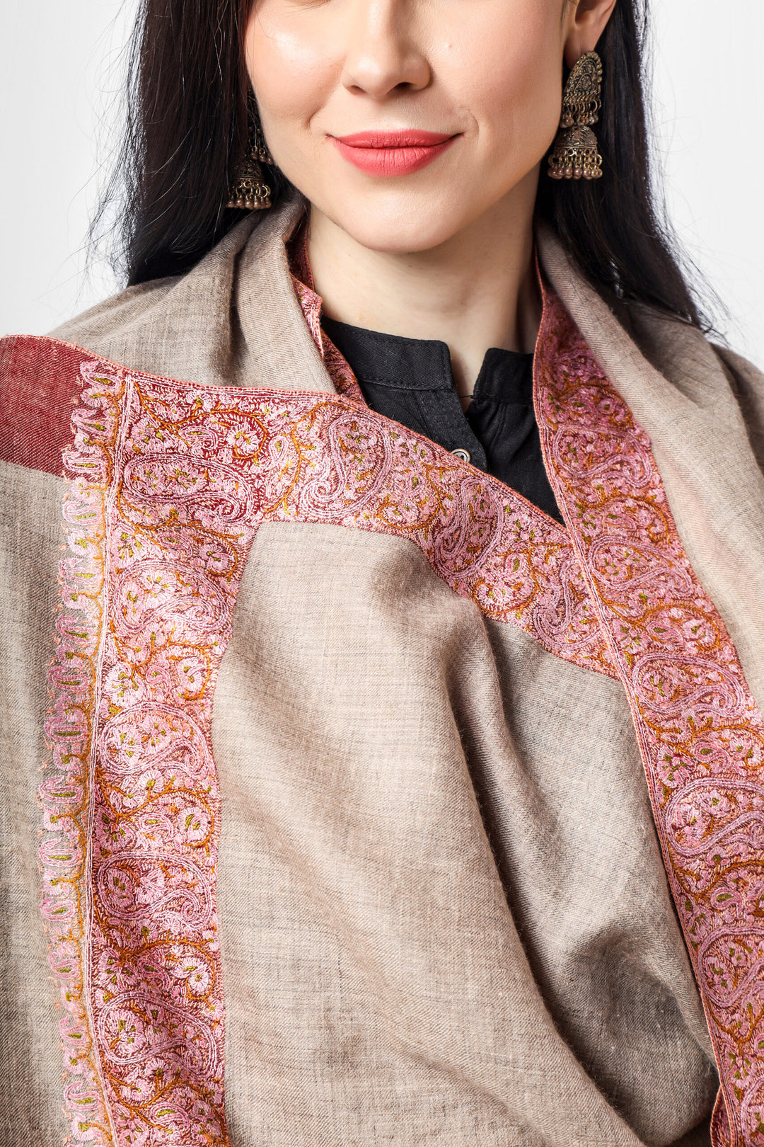 Natural Pashmina khudrang  dourdaar sozni shawl