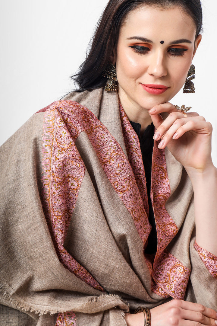 Natural Pashmina khudrang  dourdaar sozni shawl