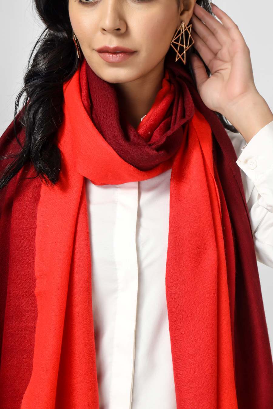 Red maroon Ombre Pashmina Stole