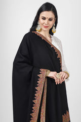 Black  Ali design Pashmina Border sozni shawl