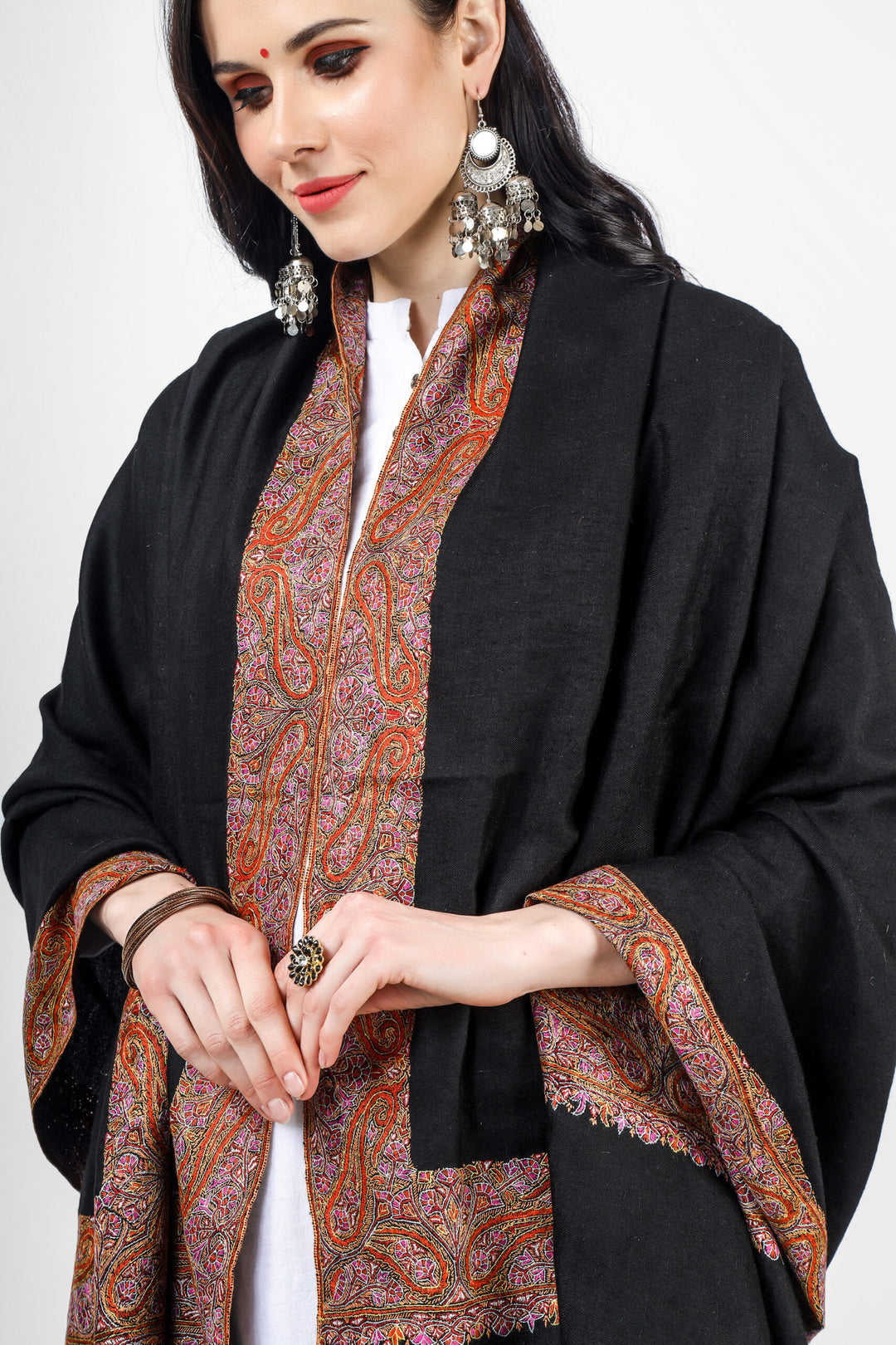 "PASHMINA SHAWLS - In DUBAI by - KEPRA BRAND- Supreme Quality" pashmina wool Black dourdaar