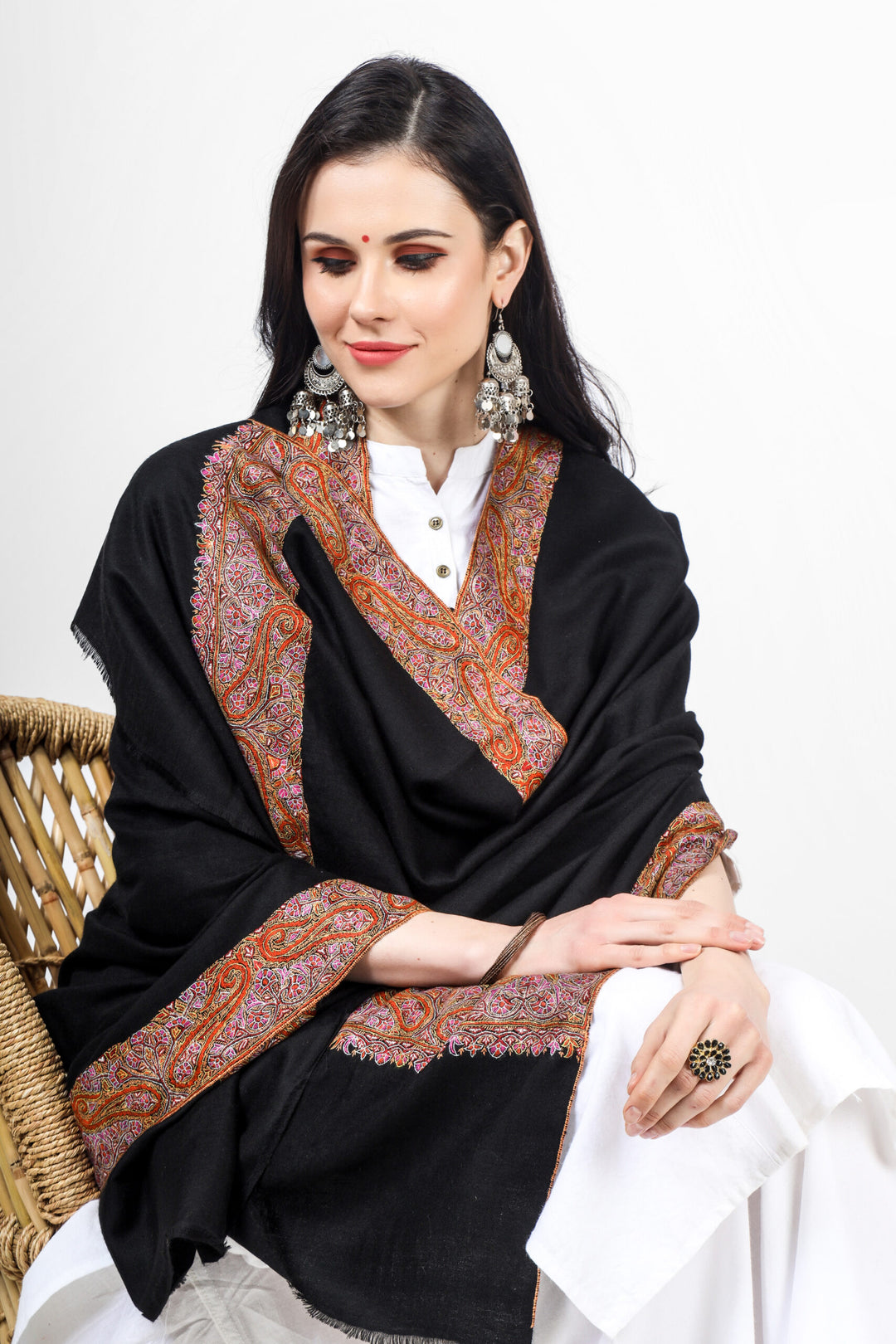 "PASHMINA SHAWLS - In DUBAI by - KEPRA BRAND- Supreme Quality" pashmina wool Black dourdaar