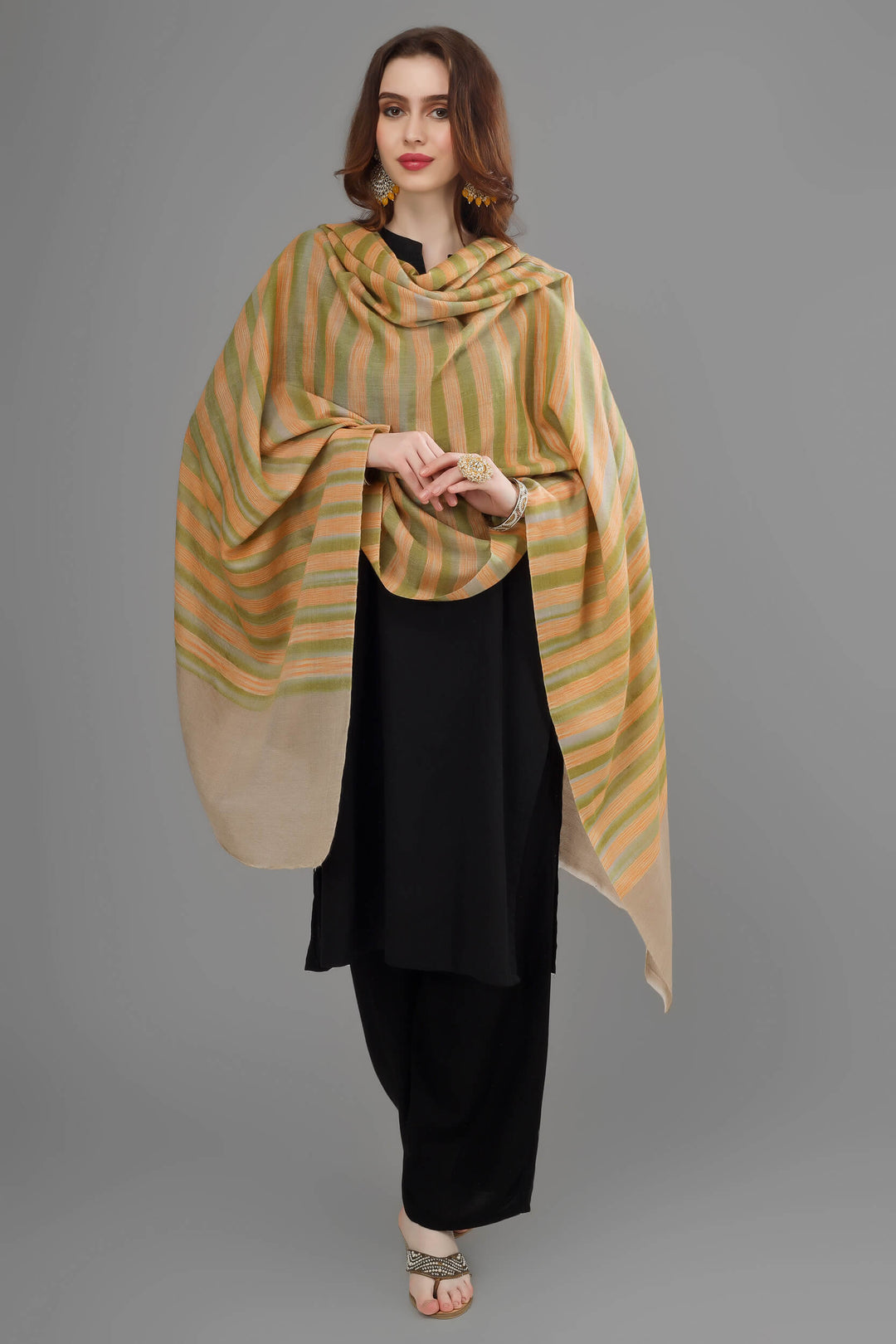 Designer multiple color stripes shawl