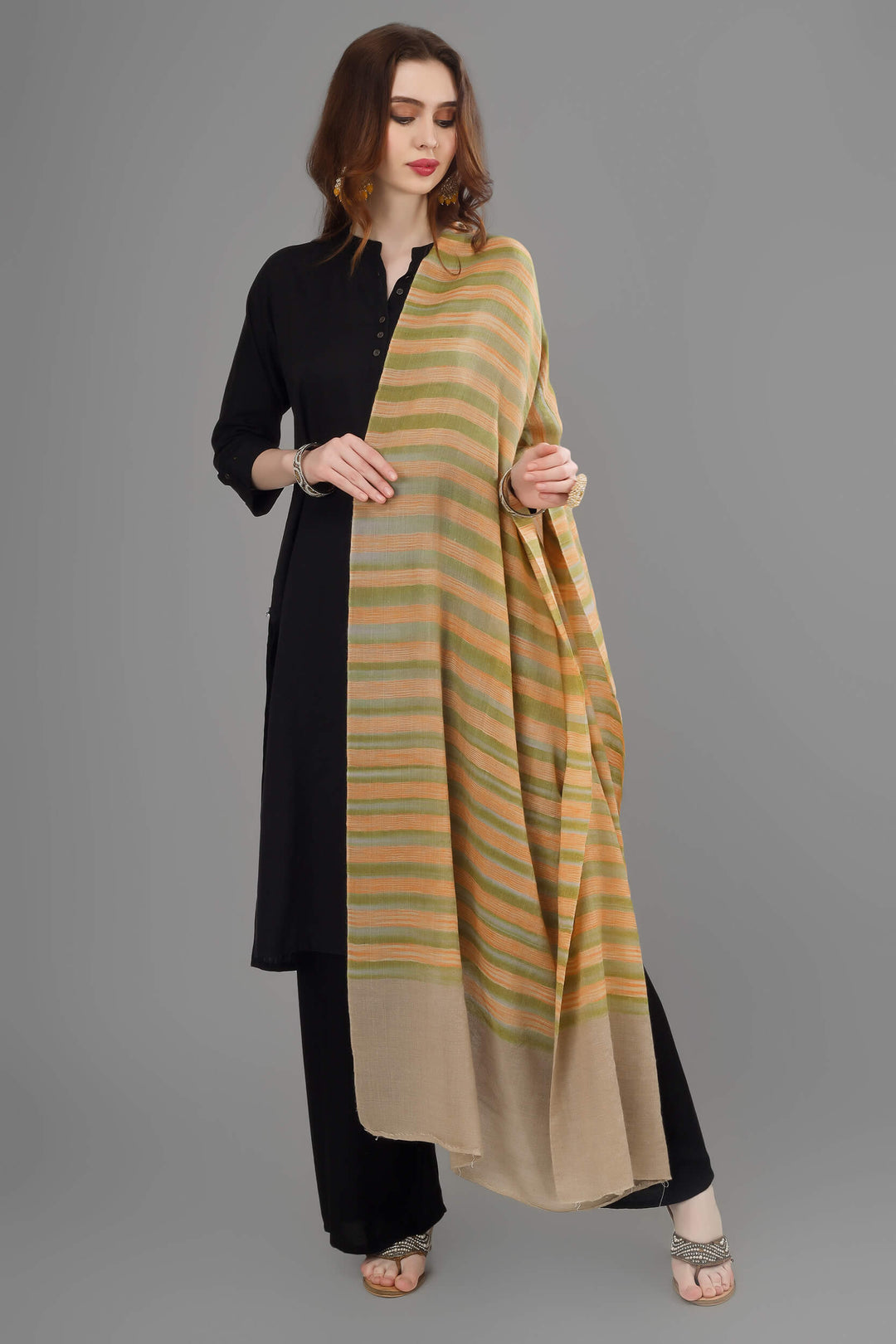 Designer multiple color stripes shawl