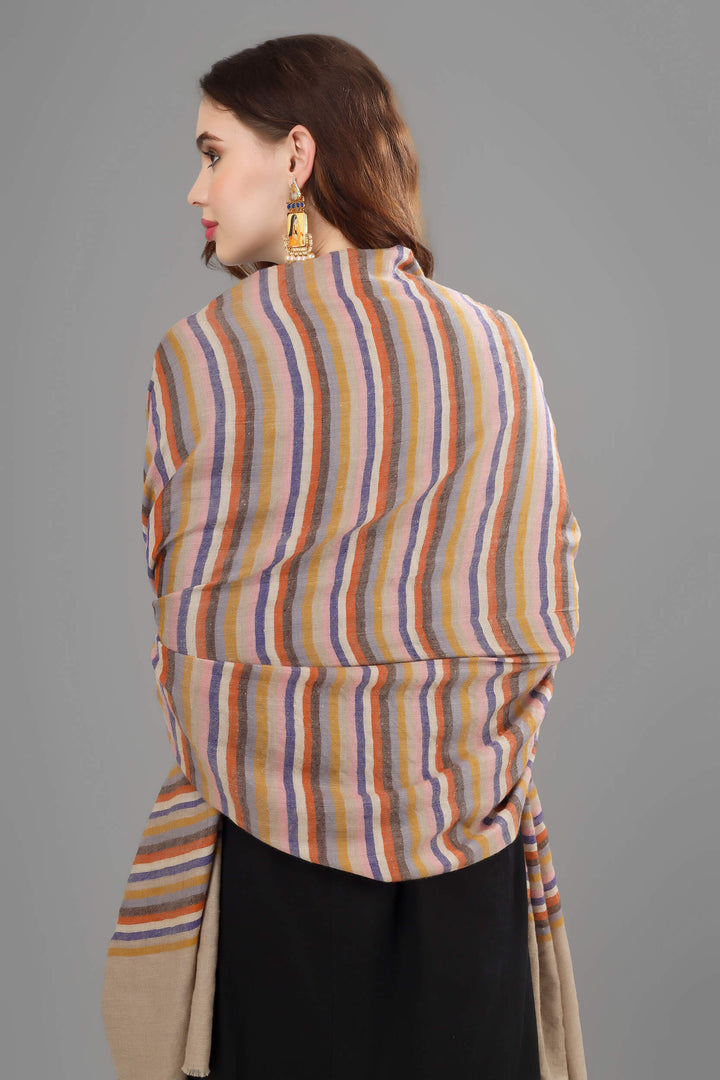 Designer multiple color stripes shawl