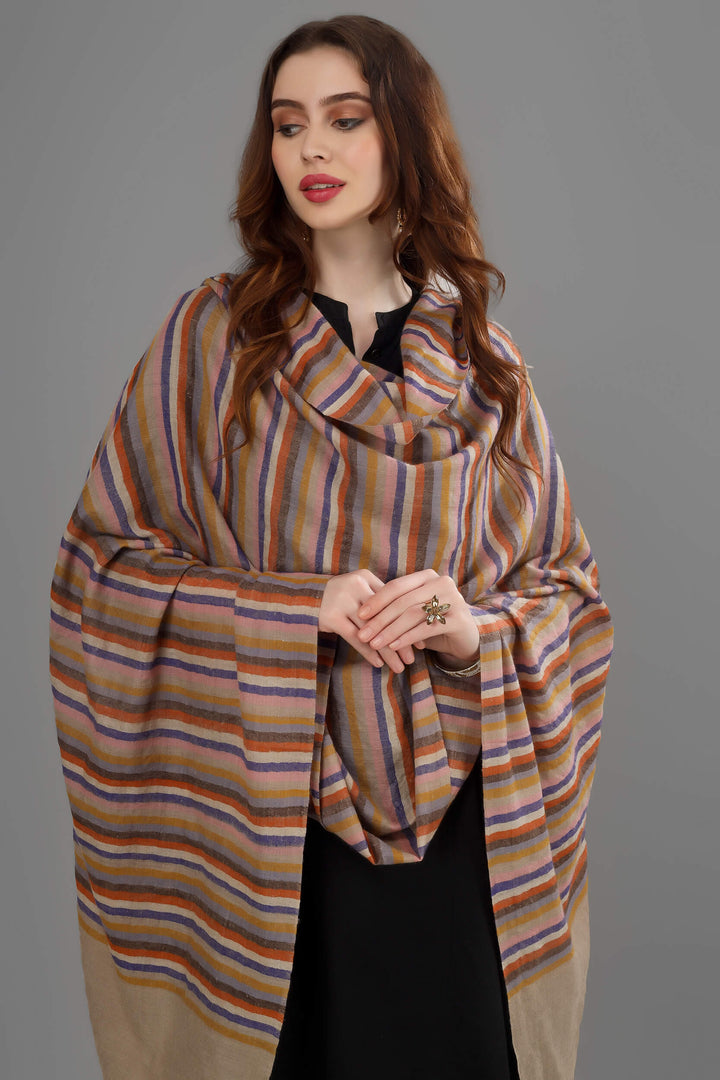 Designer multiple color stripes shawl