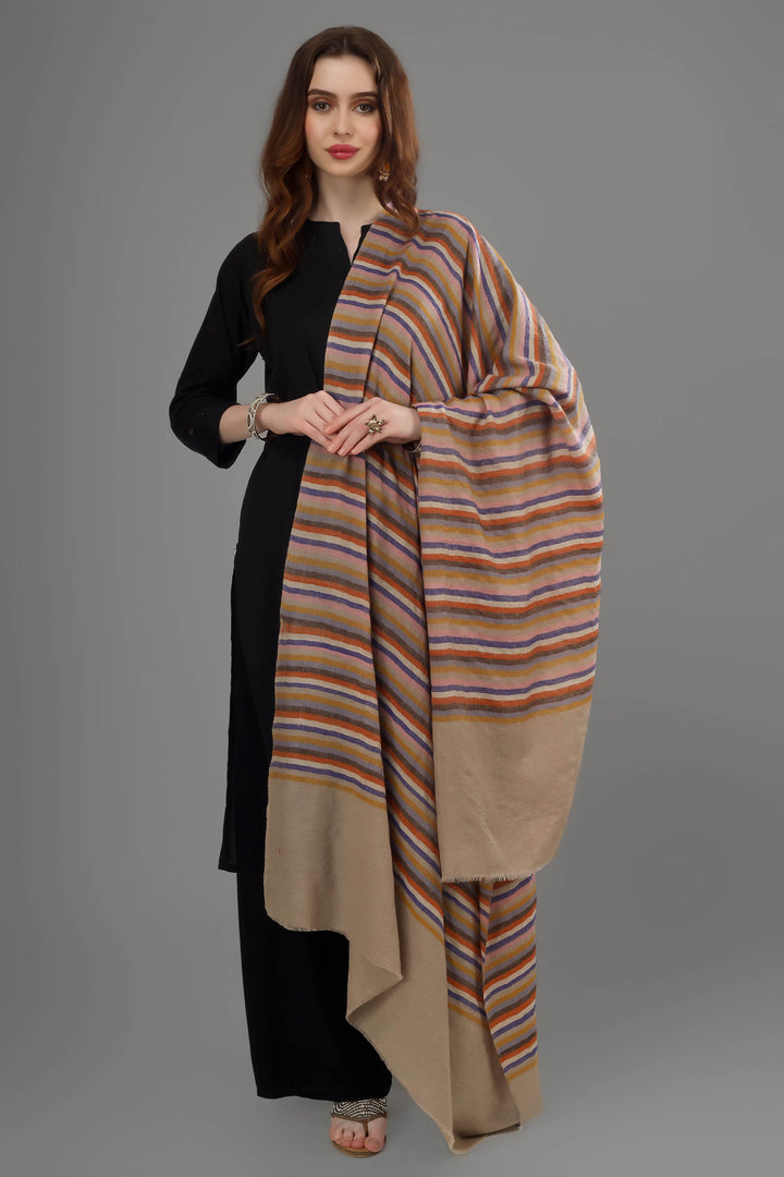 Designer multiple color stripes shawl