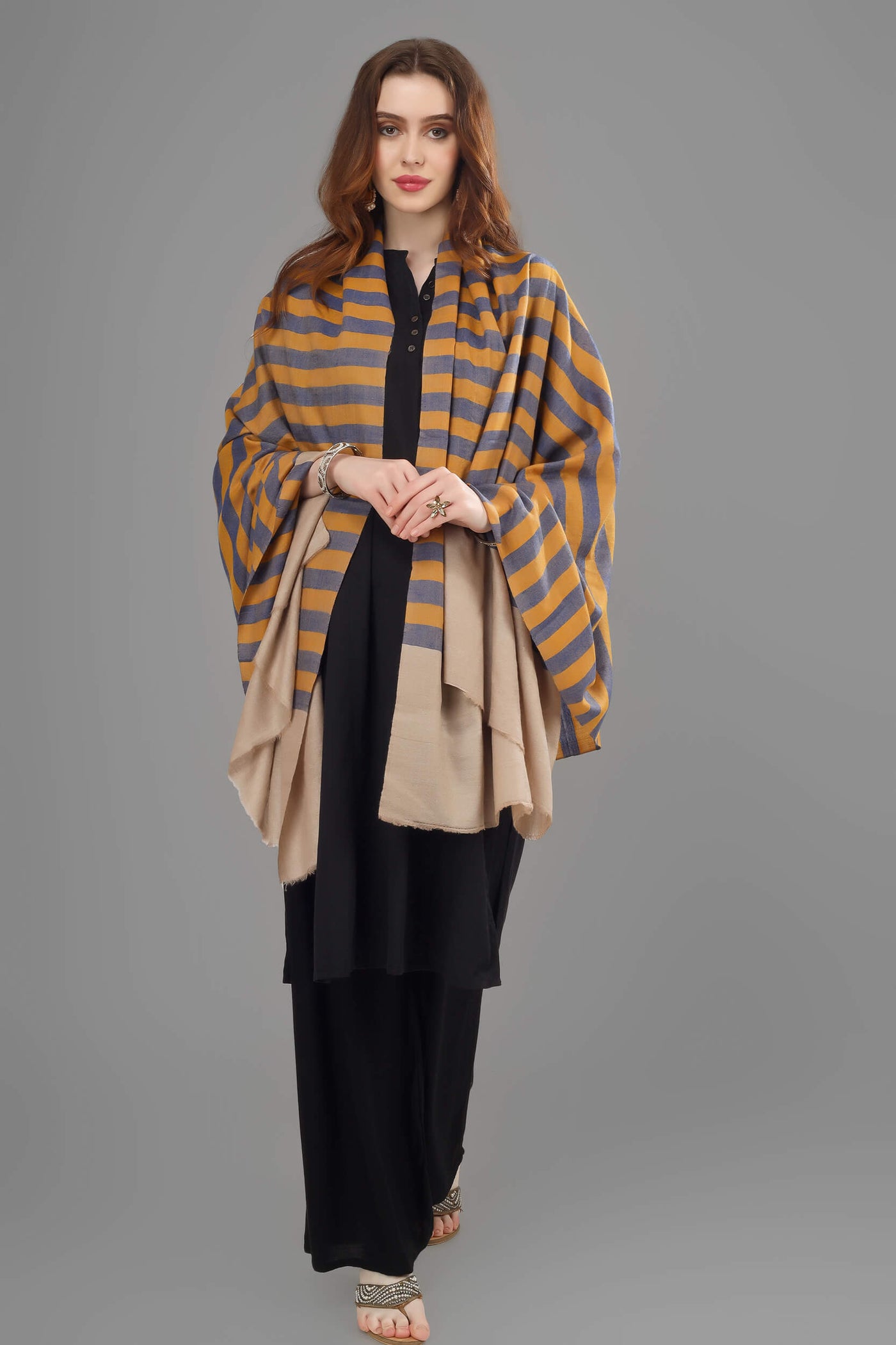 pashmina multiple color stripes shawl