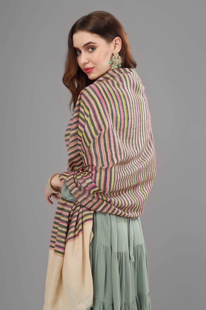 pashmina multiple color stripes shawl