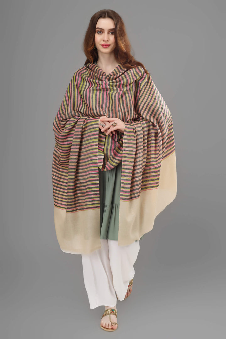 pashmina multiple color stripes shawl